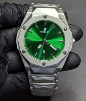 Hublot Green dial with diamond cut chain and date just