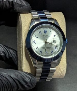 Rolex blue silver with arabic white dial and datev just