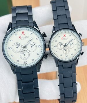 Couple Watch black chain white dial