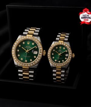 Rolex Couple watch with golden silver dial and green dial